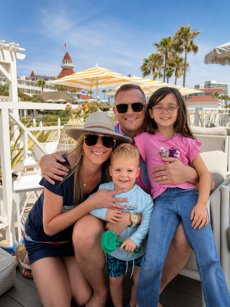 Attorney Joseph Duerst with his family: wife Lexi, daughter Hayden, and son Lucas at the beach