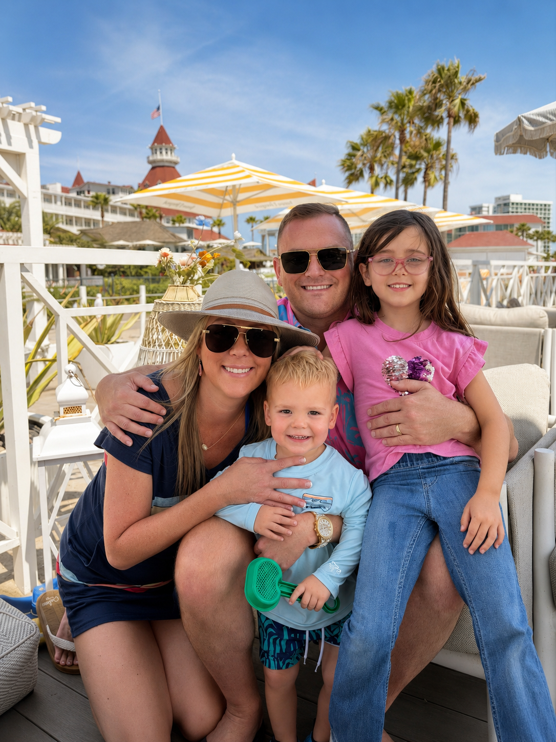 Attorney Joseph Duerst with his family: wife Lexi, daughter Hayden, and son Lucas at the beach